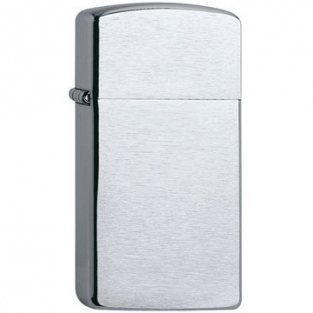 Zippo slim chroom brush finish inclusief graveren